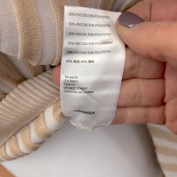 Free People Boho Chic Mad Chill Beige Cream Striped Ribbed Mock Turtleneck Sz Sm - Picture 11 of 16